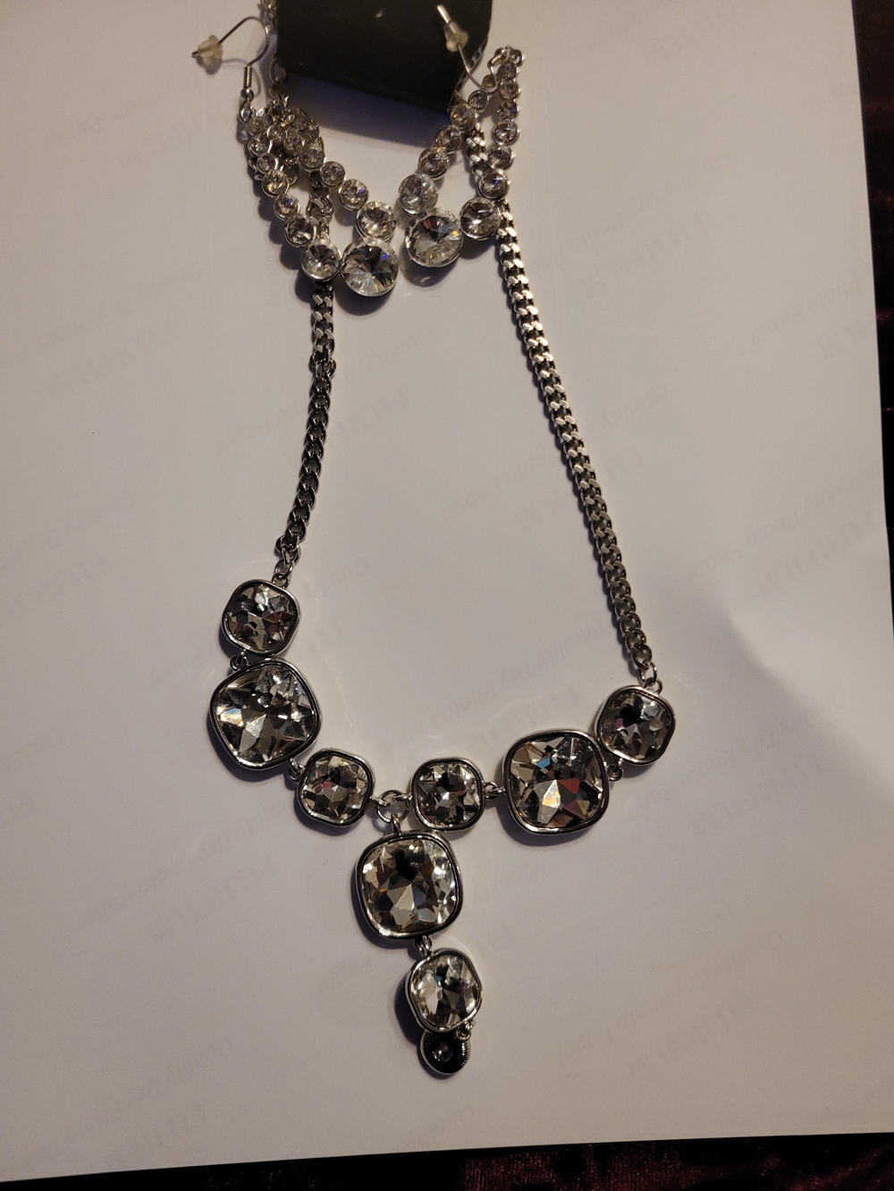 paparazzi Silver Clear Crystal Y-Style Necklace